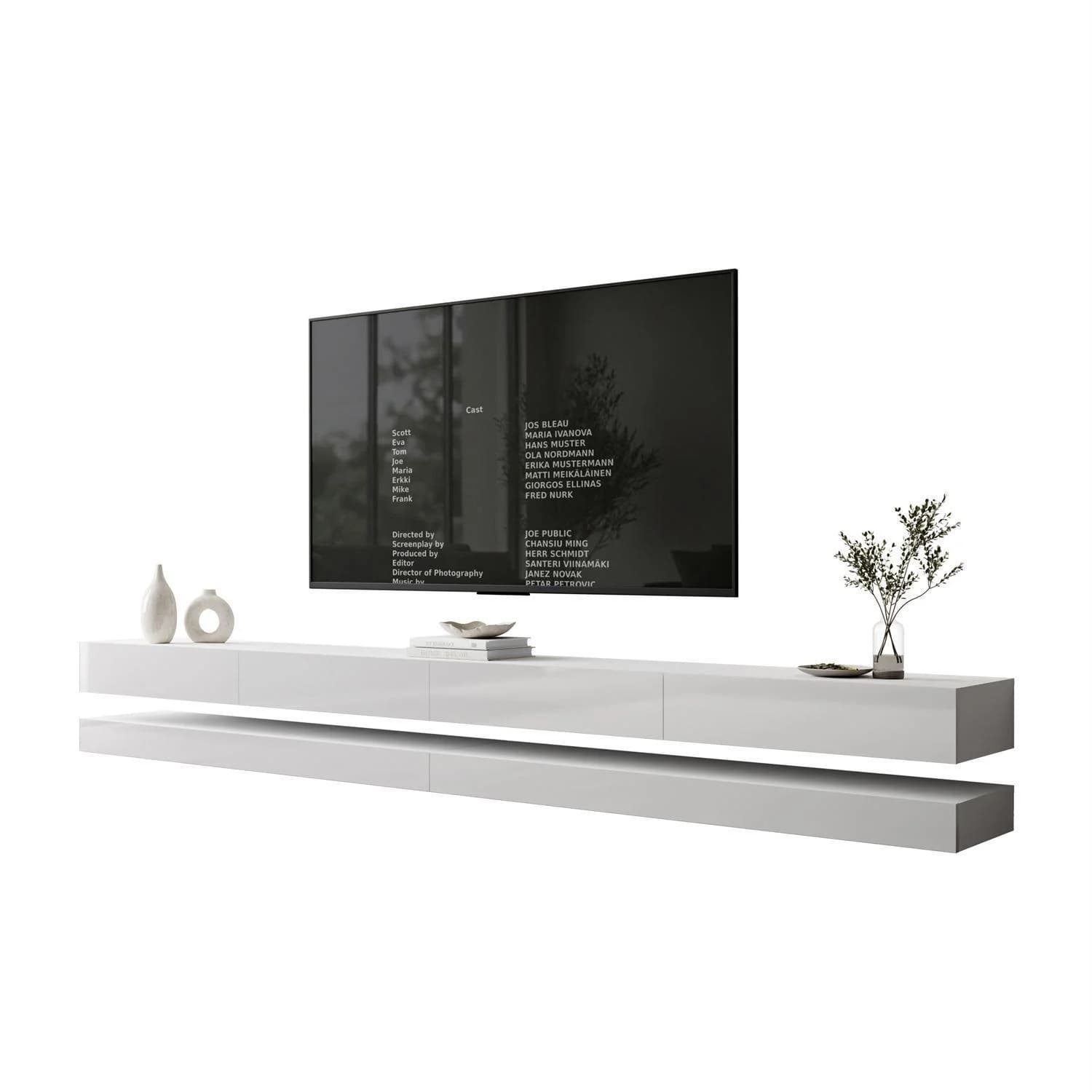TV-RACK SKY 280 cm Weiß Hochglanz