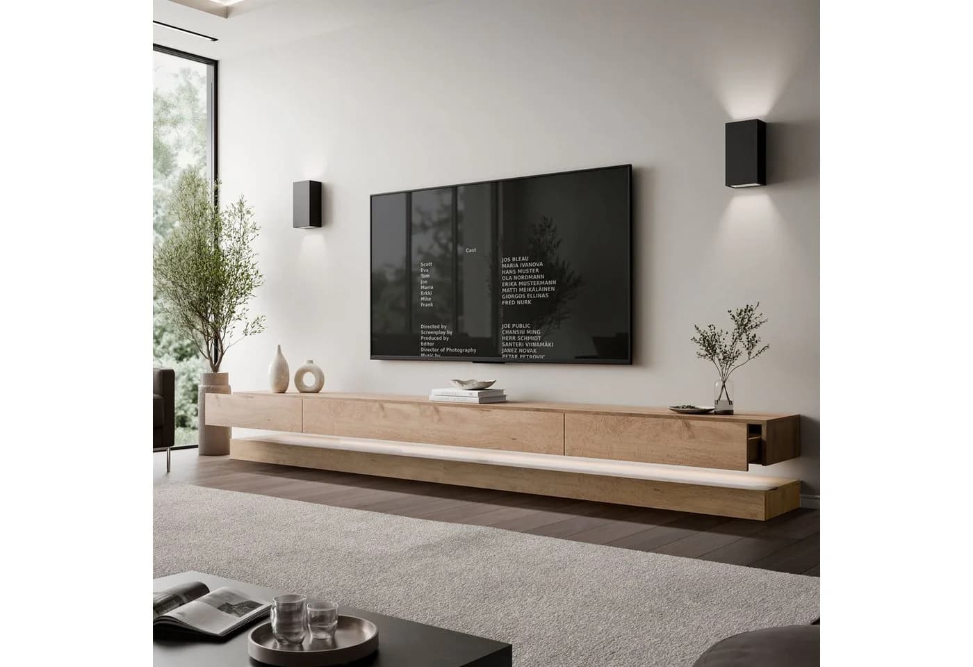 Lookway TV-Schrank SKY 280 cm mit LED-Beleuchtung Wotan Eiche - Bild 3