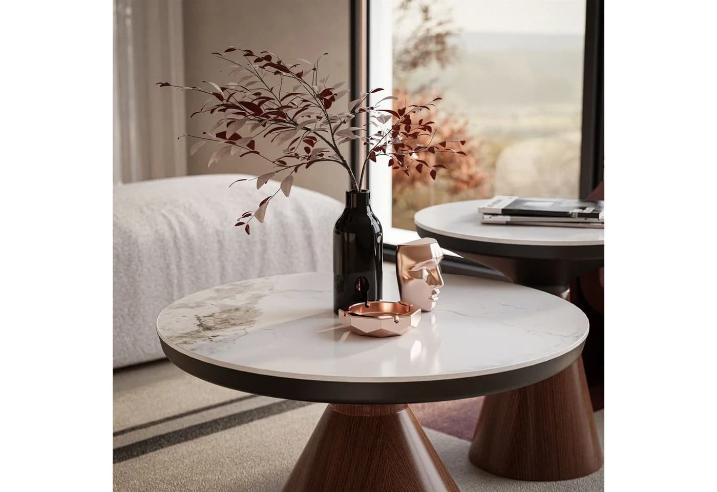 Lookway Couchtisch Giselle 2-in-1 Weiß/Nussbaum Modern - Bild 4