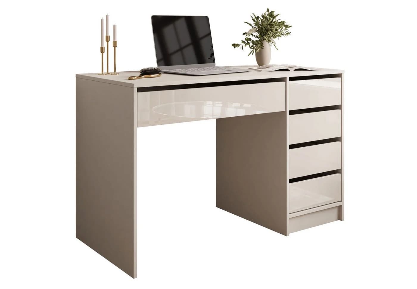 Lookway Schreibtisch MADA GLOSS Weiß Hochglanz mit Schubladen - Bild 2