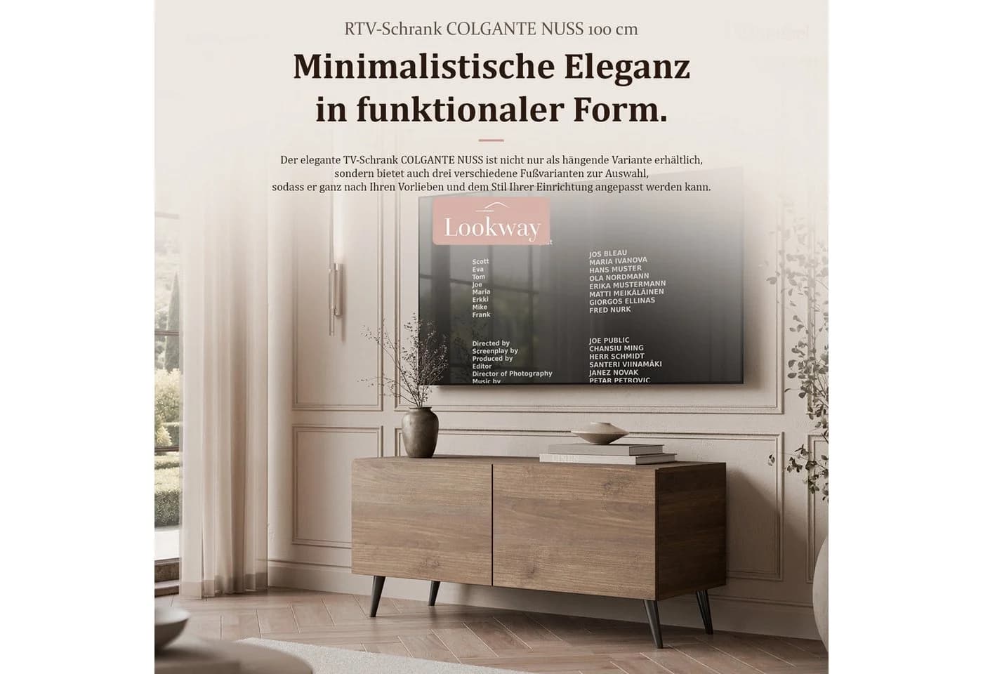 Lookway TV-Schrank COLGANTE Nussbaum 100 cm mit PUSH-OPEN - Bild 3
