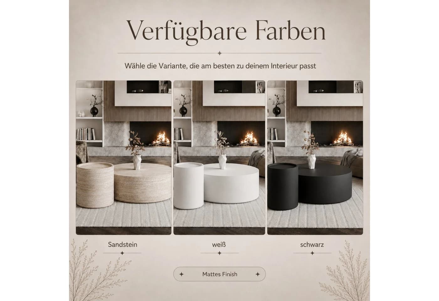 Lookway DUALO Couchtisch-Set 2er Rundtische MDF Modern - Bild 3