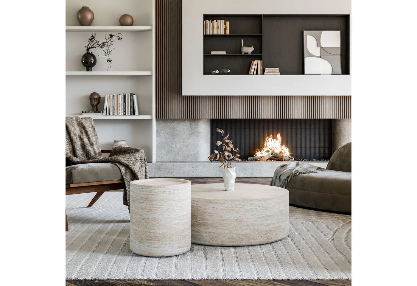 Lookway DUALO Couchtisch-Set 2er Rundtische MDF Modern - Bild 4