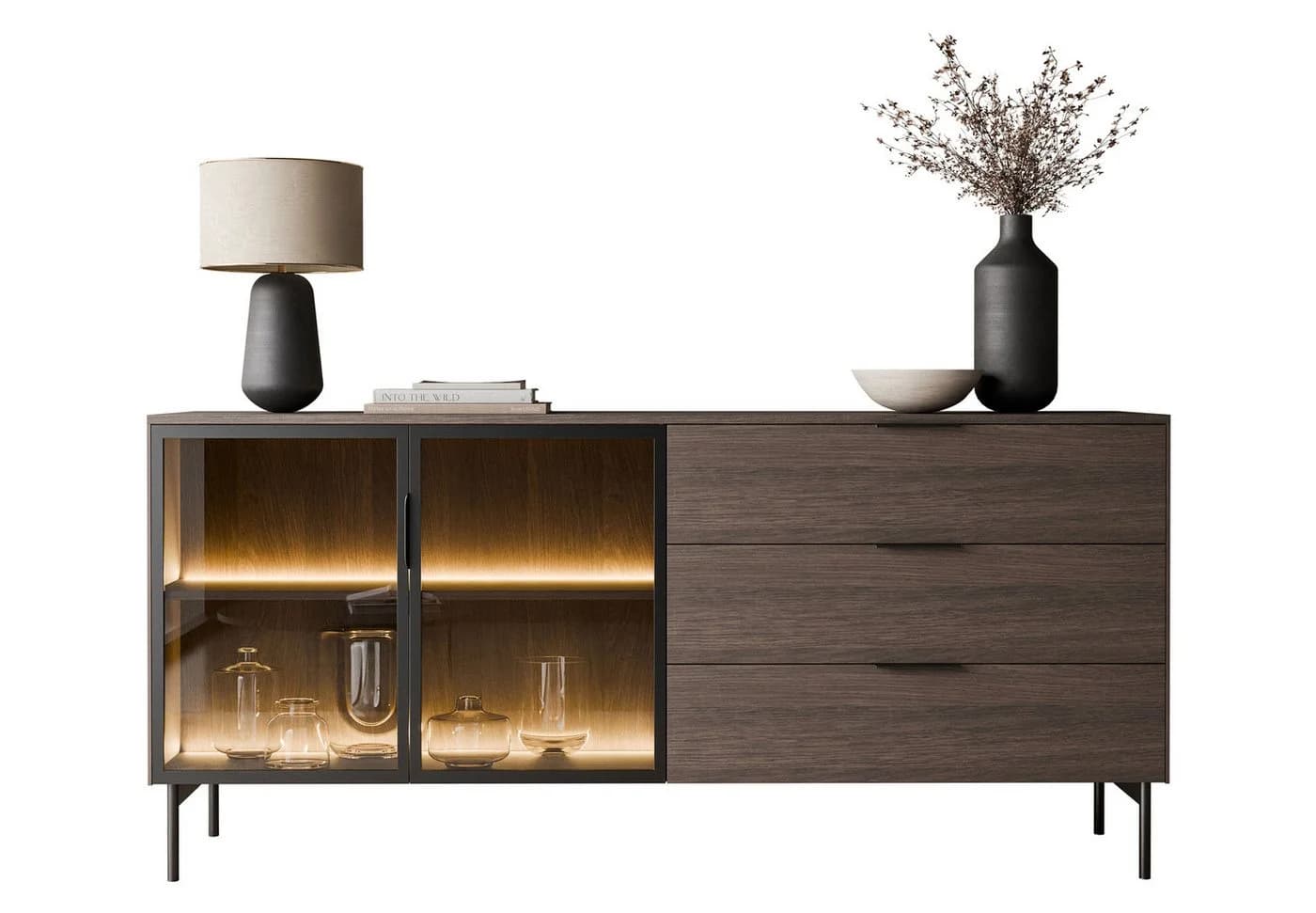 Lookway Kommode LINEA LOFT mit LED-Beleuchtung Eiche Dunin Schwarz - Bild 2
