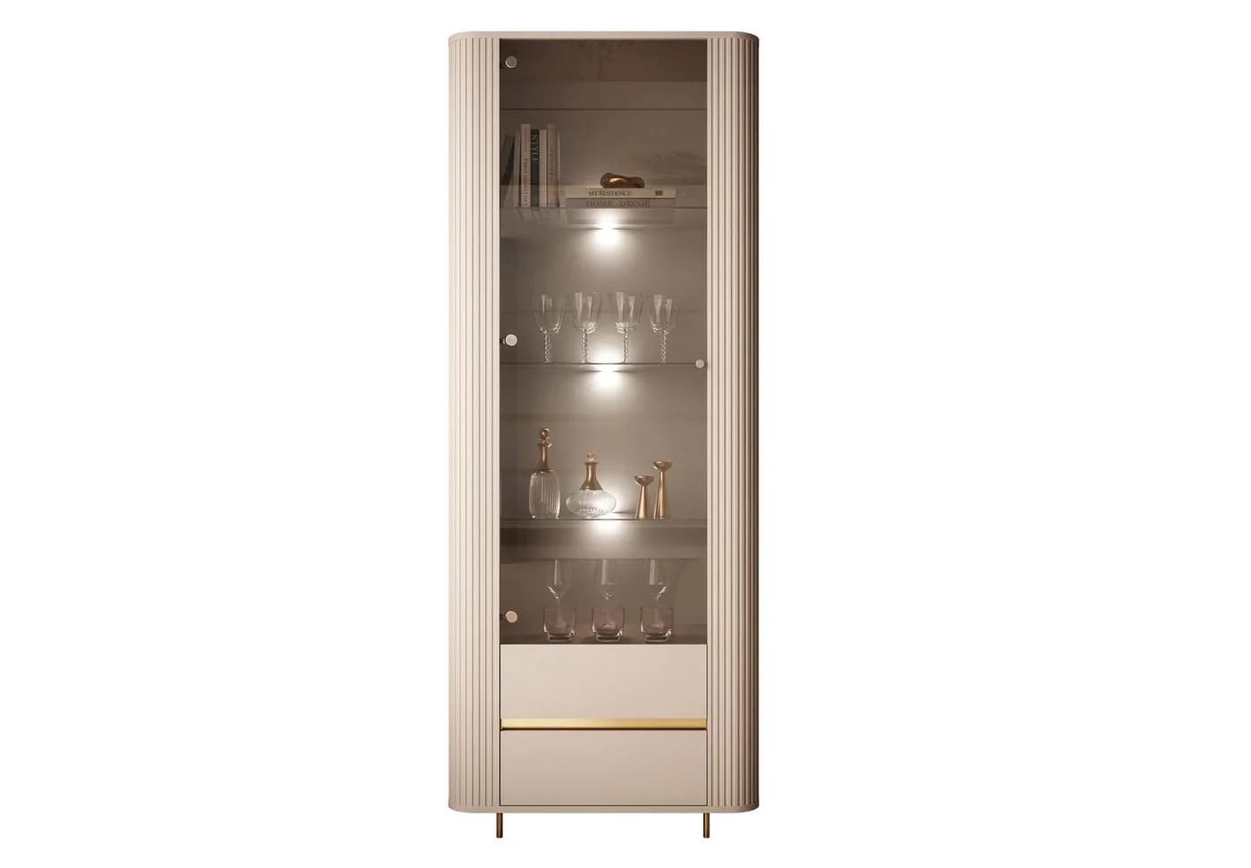 Lookway Glasvitrine MIRAGE GOLD Sandbeige mit LED-Beleuchtung - Bild 2