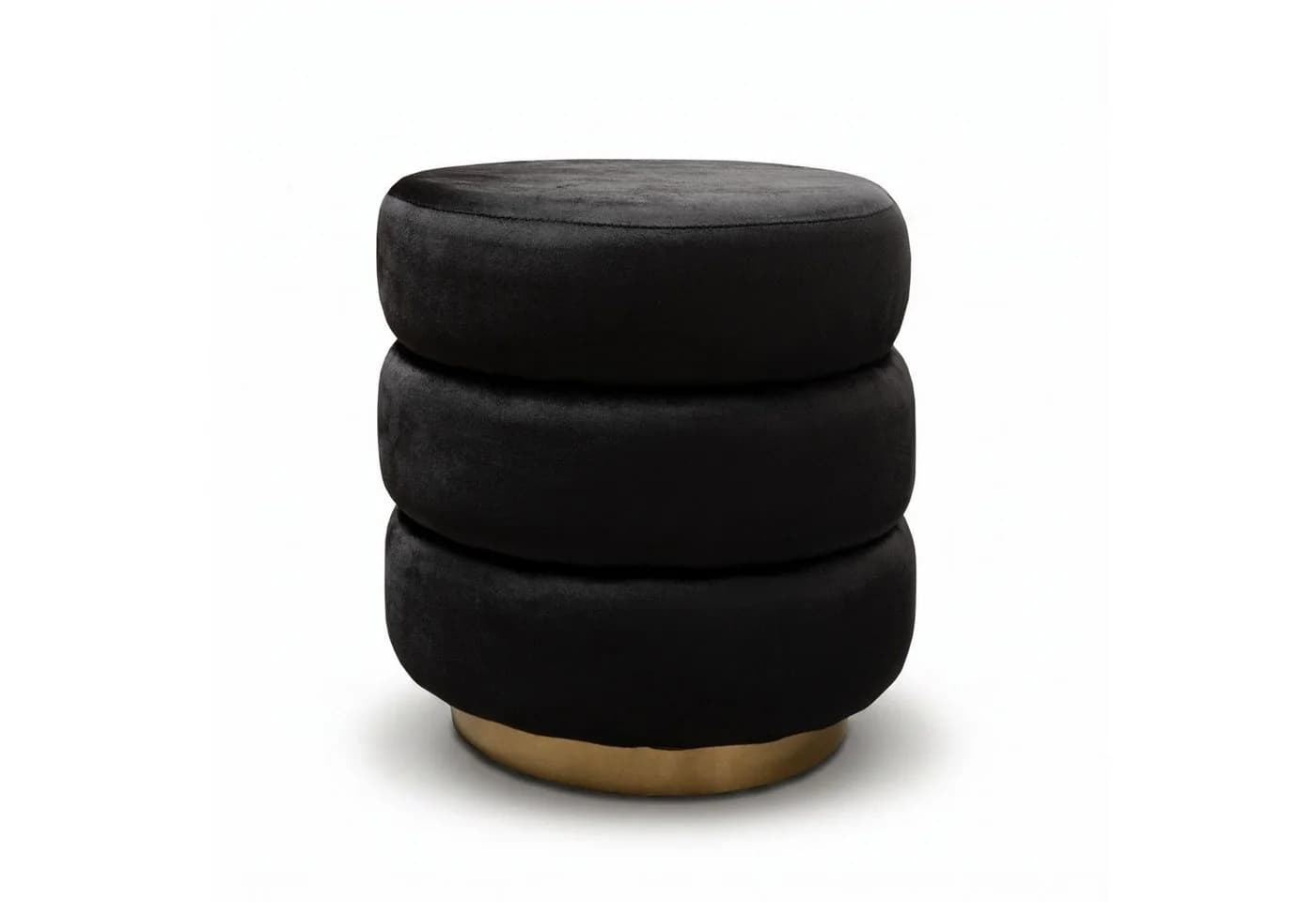 Lookway Pouf LUCIA Glamour-Stil mit goldenem Sockel Schwarz - Bild 2