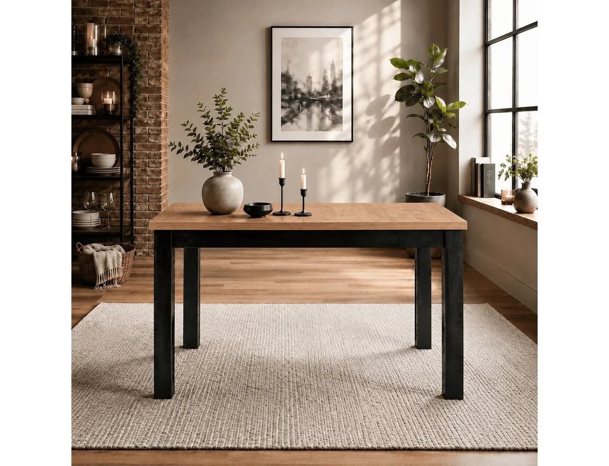 Lookway Esstisch TIVO ausziehbar 120-160 cm Craft-Eiche/Schwarz - Bild 4