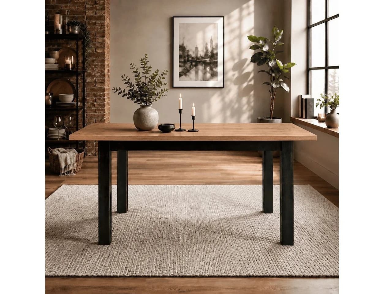 Lookway Esstisch TIVO ausziehbar 120-160 cm Craft-Eiche/Schwarz - Bild 5