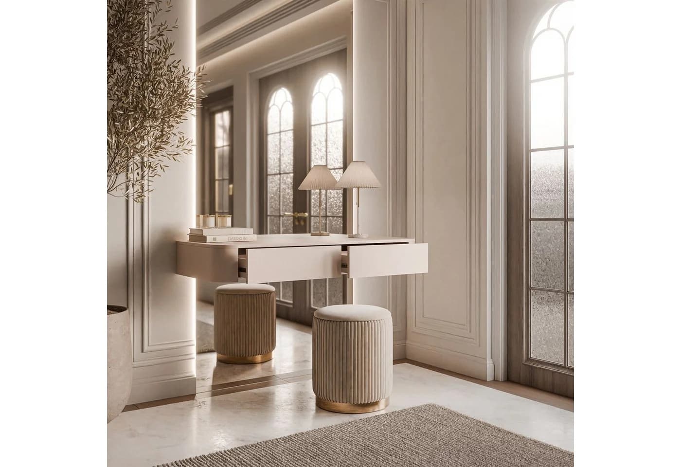 Lookway Konsolentisch SAGE Hängende Konsole Beige mit Schubladen - Bild 5