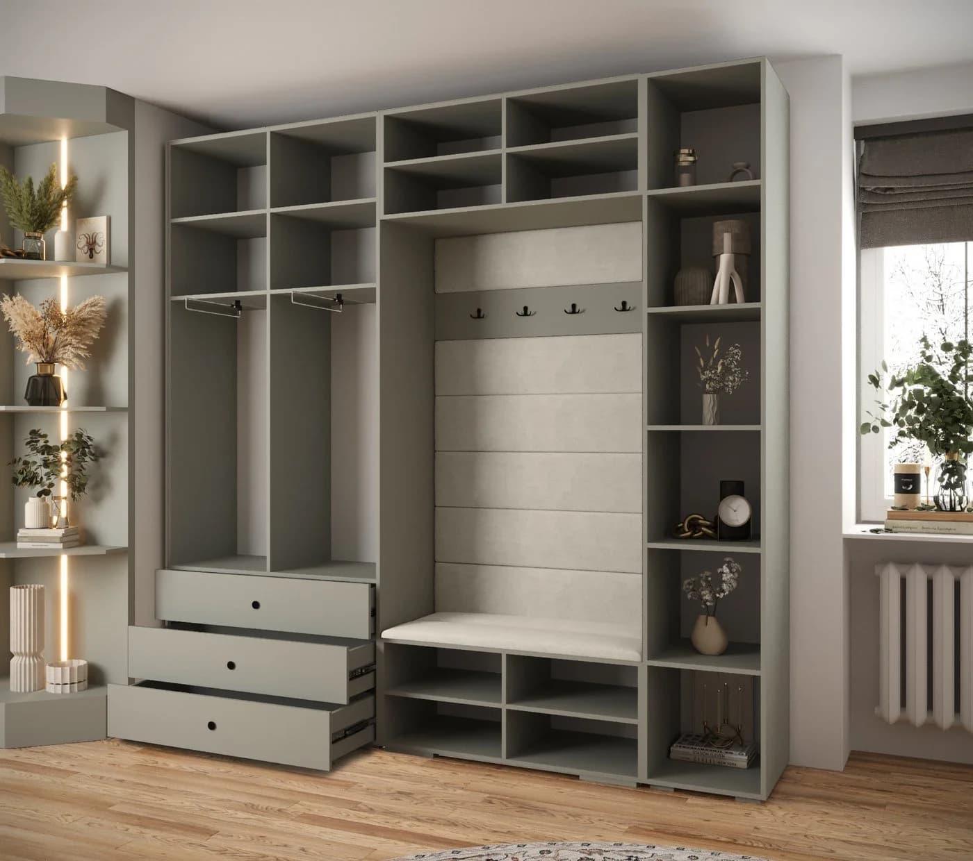 ABIKS MÖBEL Kompaktgarderobe INOVA mit Kleiderstange und Regalen - Bild 3