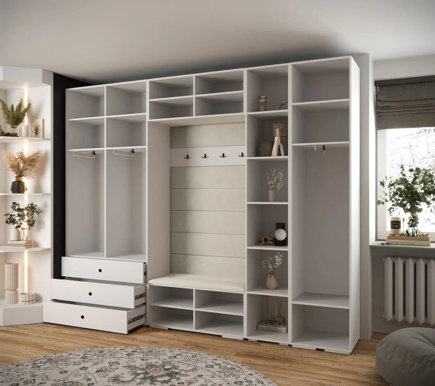 ABIKS MÖBEL Kompaktgarderobe INOVA 3 SATZ 11-teilig Weiß/Gold - Bild 3