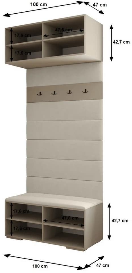 ABIKS MÖBEL Kompaktgarderobe INOVA 3 SATZ 11-teilig Weiß/Gold - Bild 5