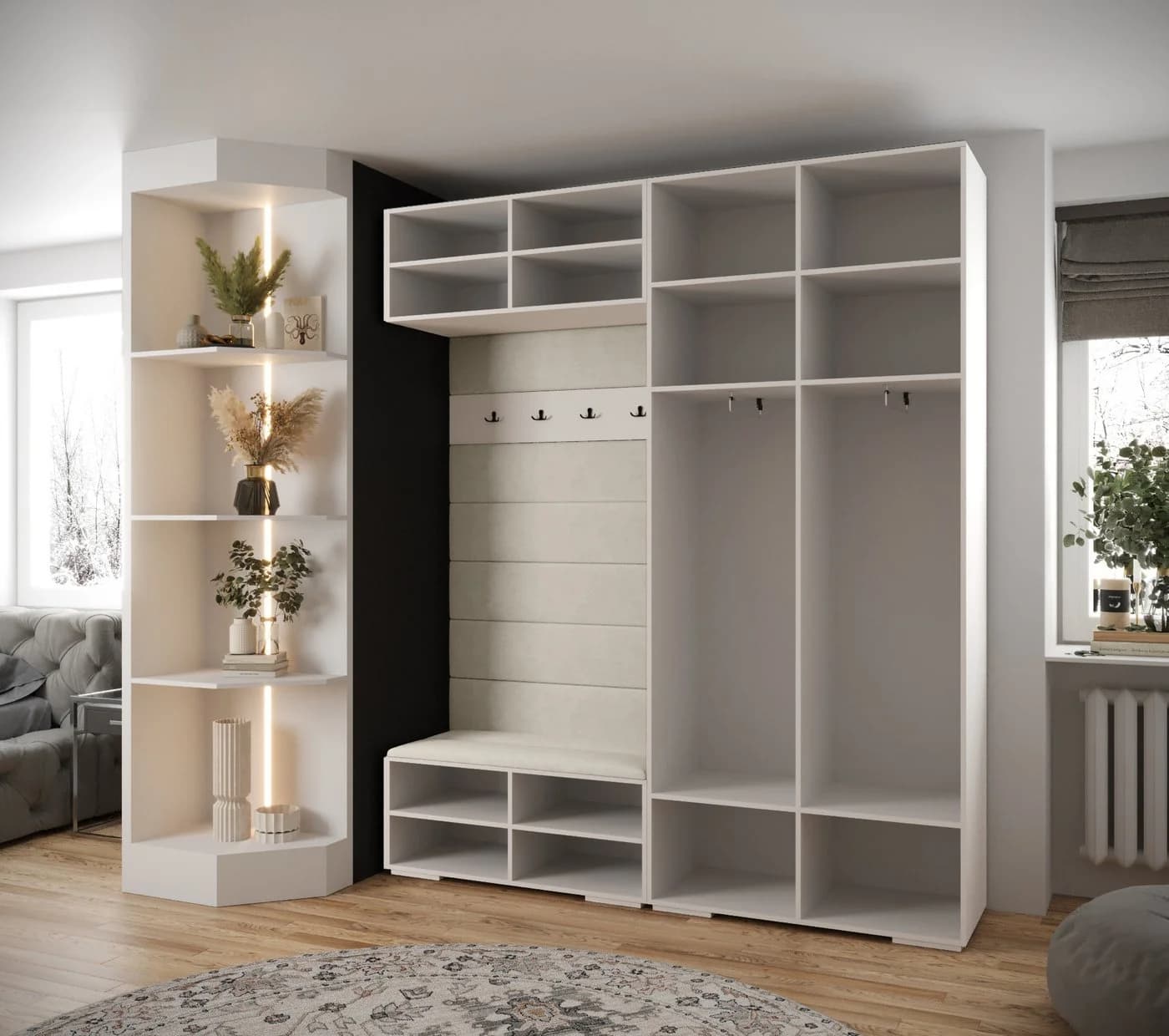 ABIKS MÖBEL Kompaktgarderobe INOVA 3 SATZ mit Kleiderstange und Regalen - Bild 3