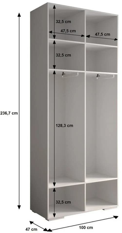 ABIKS MÖBEL Kompaktgarderobe INOVA 3 SATZ mit Kleiderstange und Regalen - Bild 5