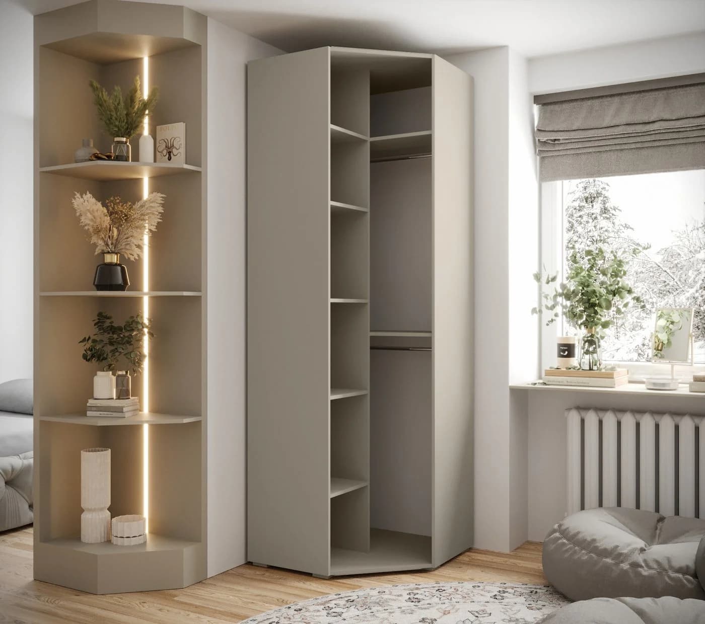 ABIKS MÖBEL Eckschrank Inova 4-tlg. mit Stange & Regalen - Bild 3