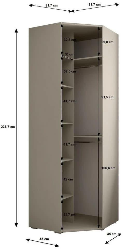 ABIKS MÖBEL Eckschrank Inova 4-tlg. mit Stange & Regalen - Bild 4