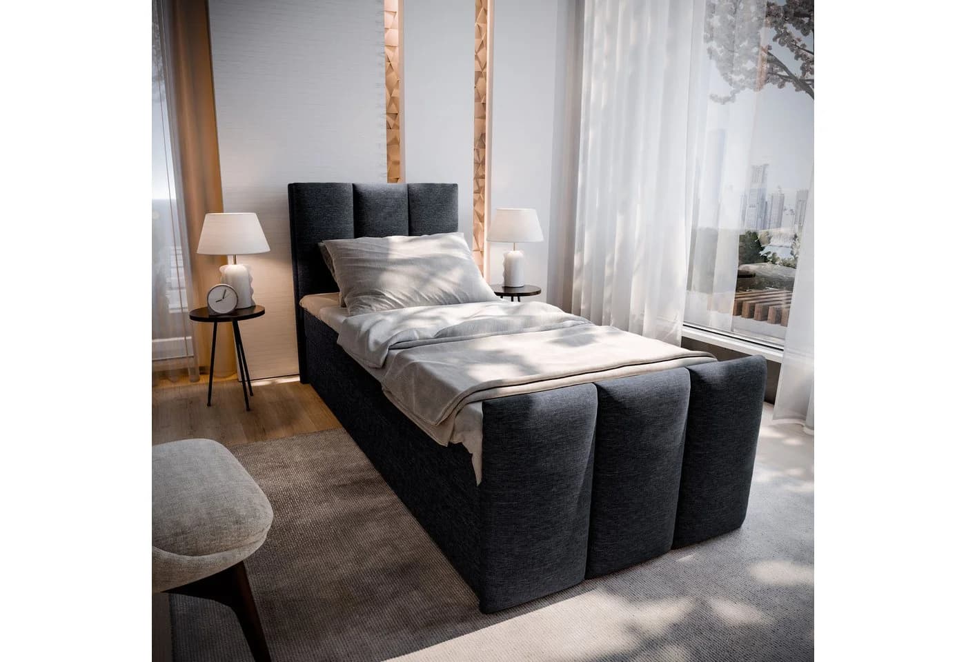 Masseno Boxbett LAGO Schwarz mit Bonell-Matratze und Topper - Bild 2