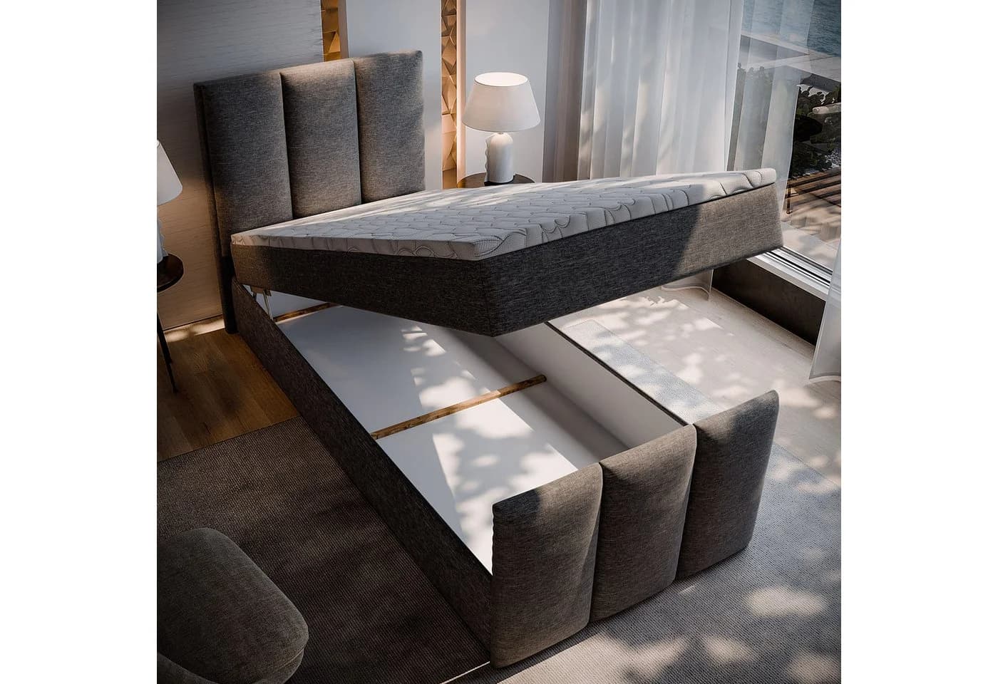 Masseno Boxbett LAGO Schwarz mit Bonell-Matratze und Topper - Bild 5