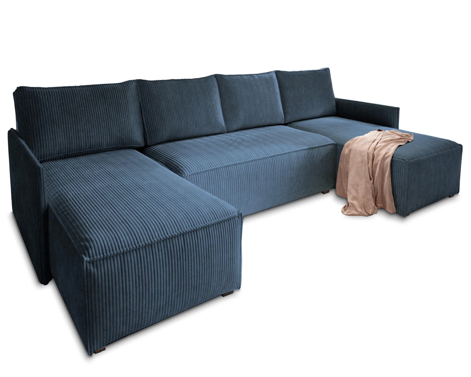 WOHNLANDSCHAFT TRES Sofa Blau Kordstoff mit Schlaffunktion