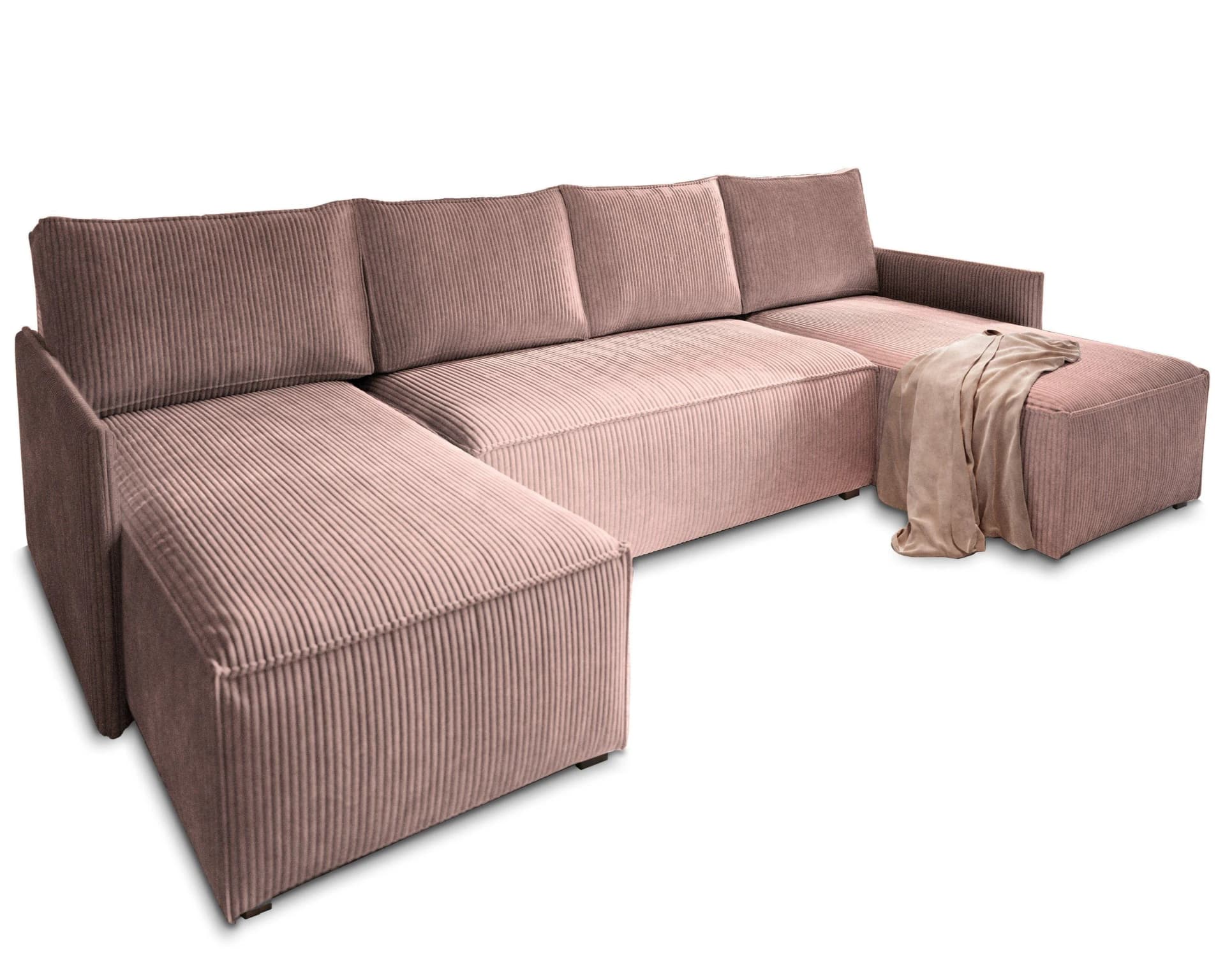 WOHNLANDSCHAFT TRES Lila Kordsofa mit Schlaffunktion