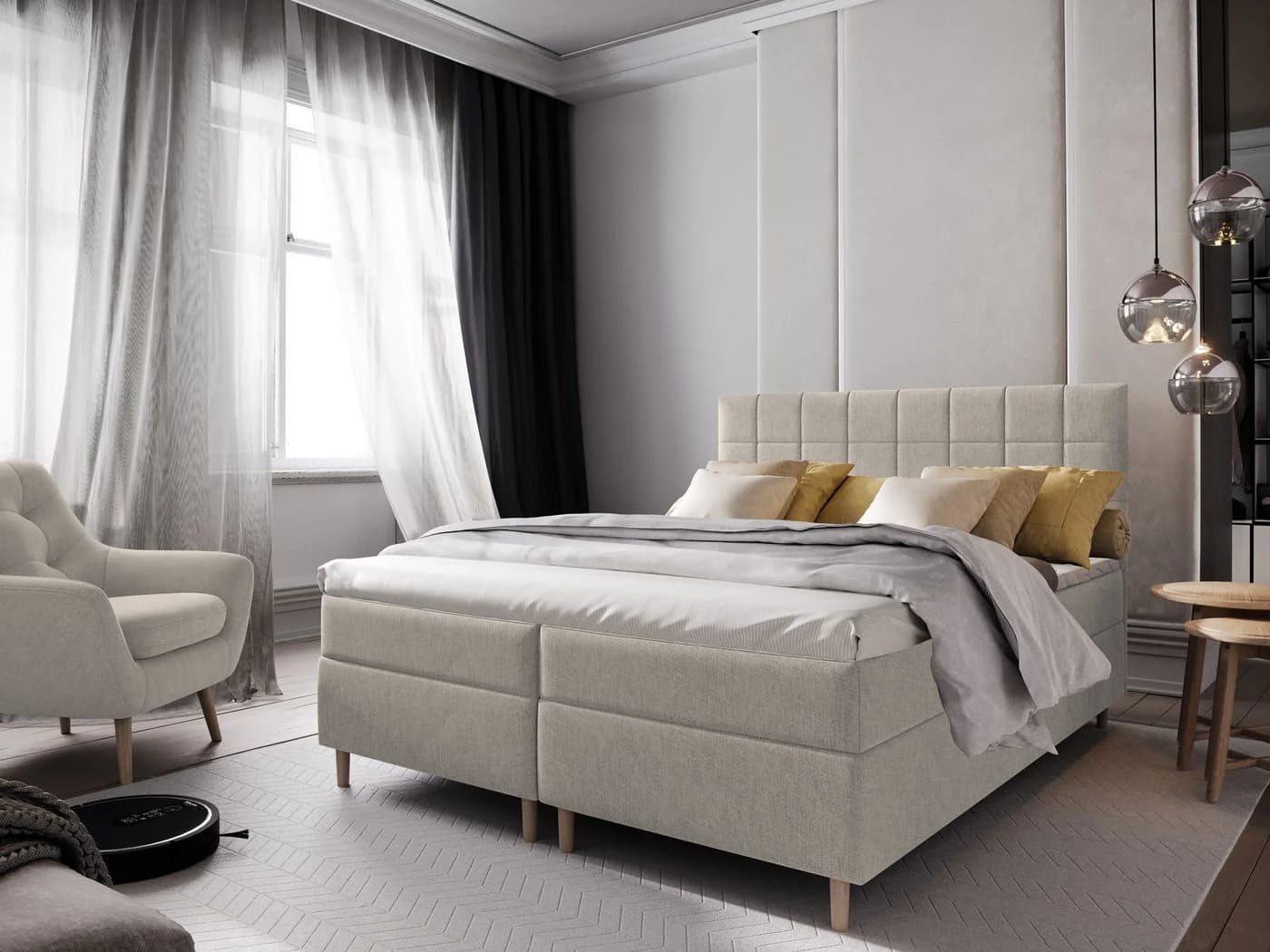 Masseno Boxbett IBIZA beige mit Bonell-Matratze und Topper - Bild 2