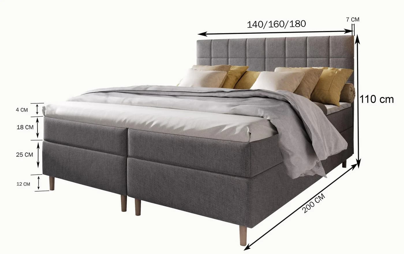 Masseno Boxbett IBIZA beige mit Bonell-Matratze und Topper - Bild 3