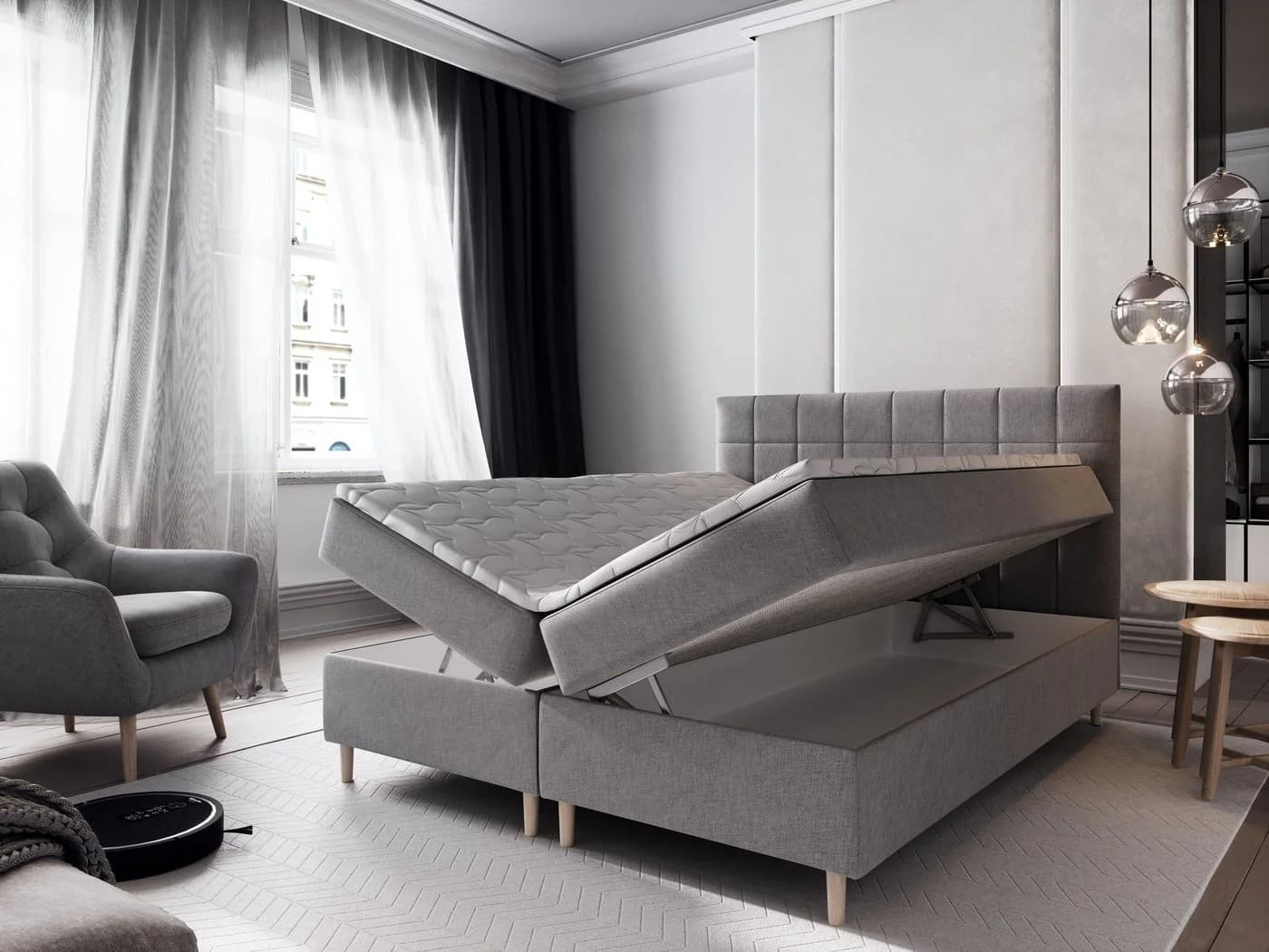 Masseno Boxbett IBIZA beige mit Bonell-Matratze und Topper - Bild 5