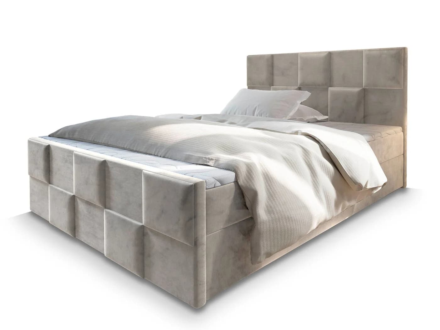 Masseno Boxbett MONA mit Bonell-Matratze und Topper beige