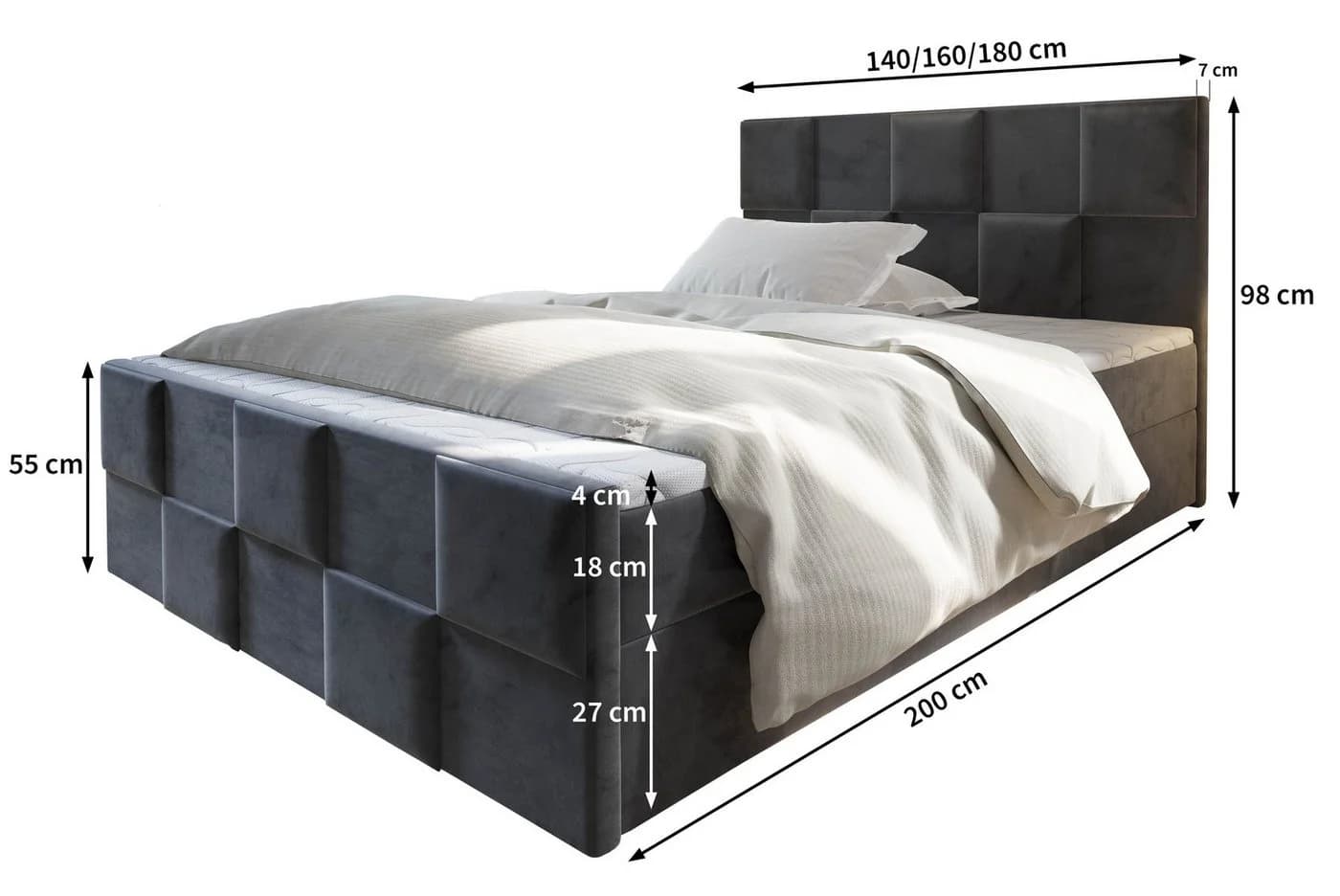 Masseno Boxbett MONA mit Bonell-Matratze und Topper beige - Bild 3