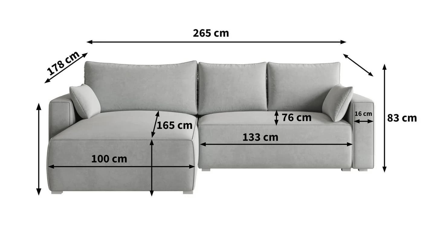 Masseno Ecksofa FORIL mit Schlaffunktion und Bettkasten grau - Bild 3