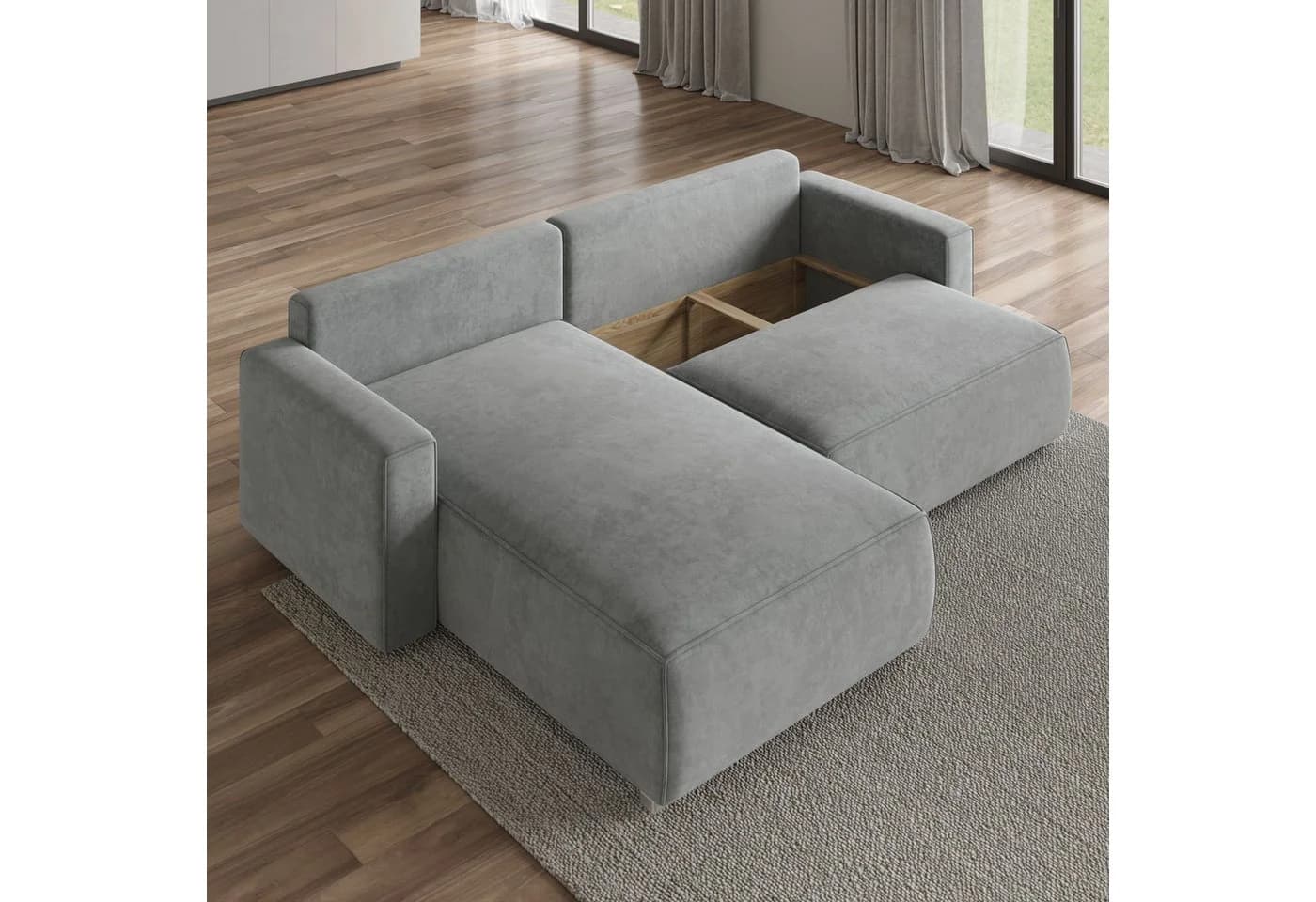 Masseno Ecksofa FORIL mit Schlaffunktion und Bettkasten grau - Bild 4