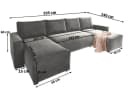 Masseno Ecksofa DENI U-Form mit Schlaffunktion und Bettkasten grau Bild 5