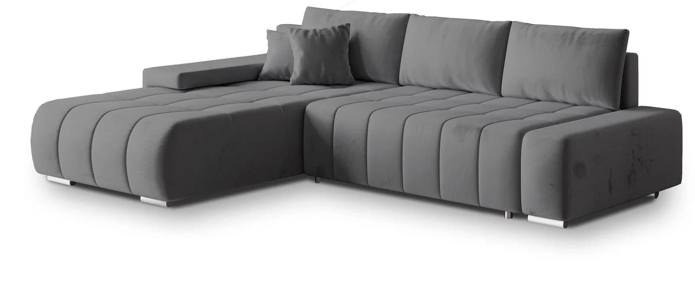 Masseno Ecksofa ALESE Grau mit Schlaffunktion & Bettkasten