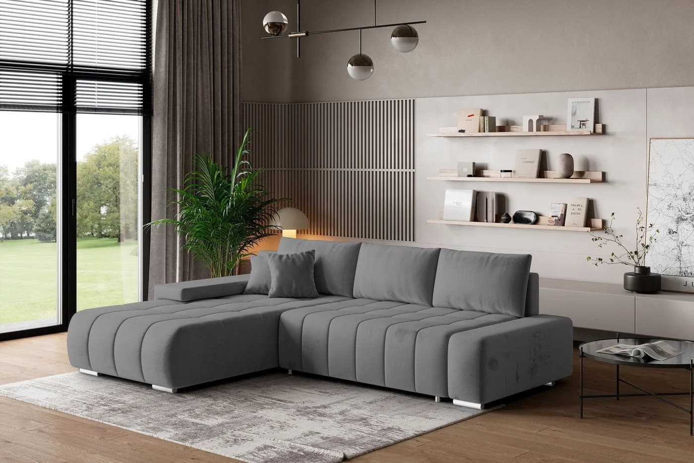 Masseno Ecksofa ALESE Grau mit Schlaffunktion & Bettkasten - Bild 2