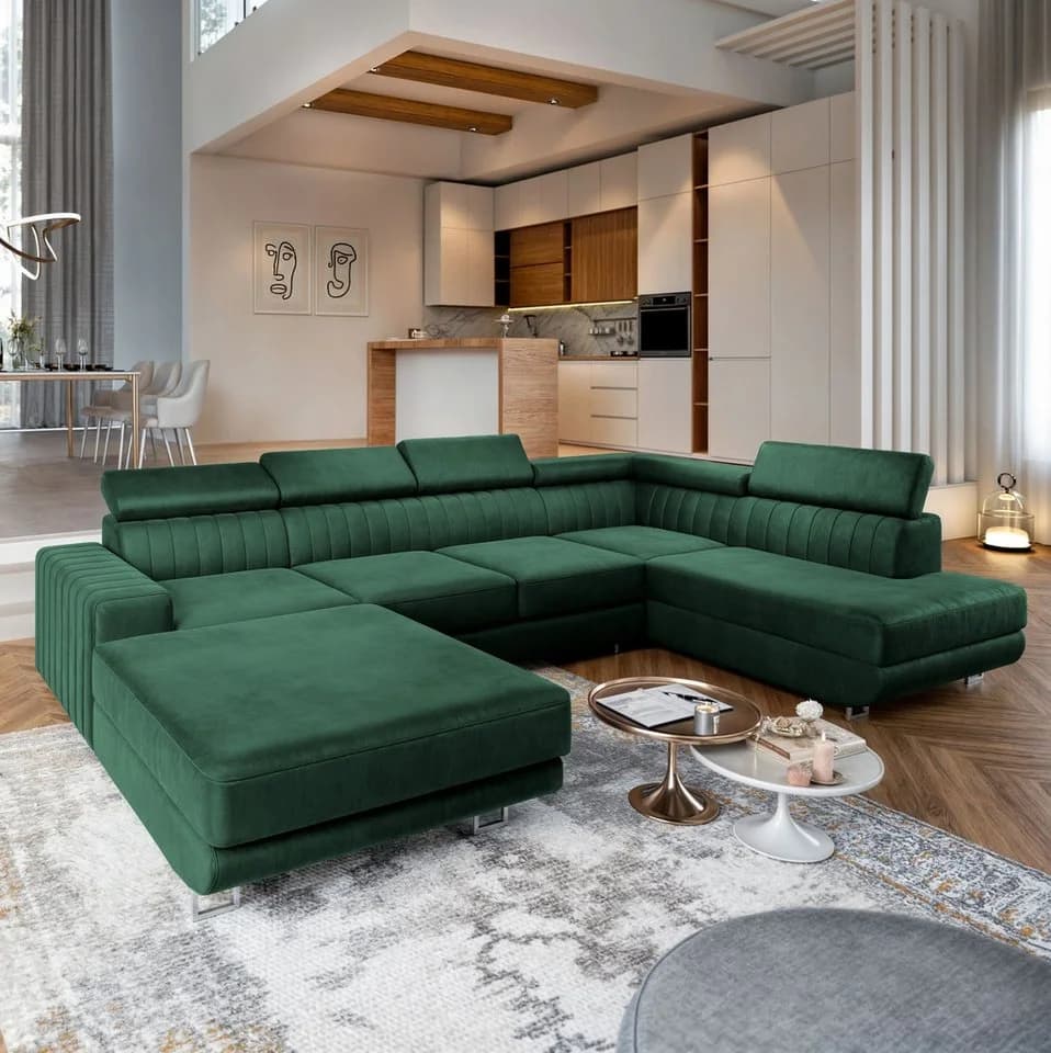Masseno Ecksofa SIENA U-Form mit Schlaffunktion und Bettkasten - Bild 2