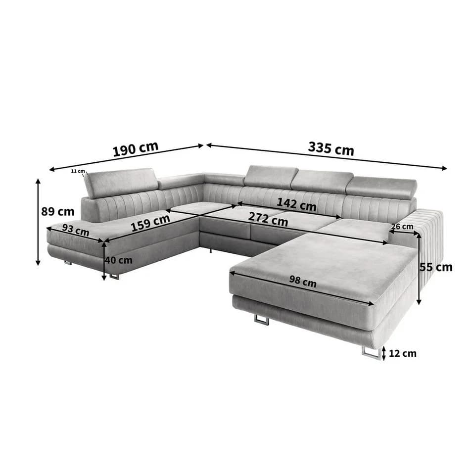 Masseno Ecksofa SIENA U-Form mit Schlaffunktion und Bettkasten - Bild 3