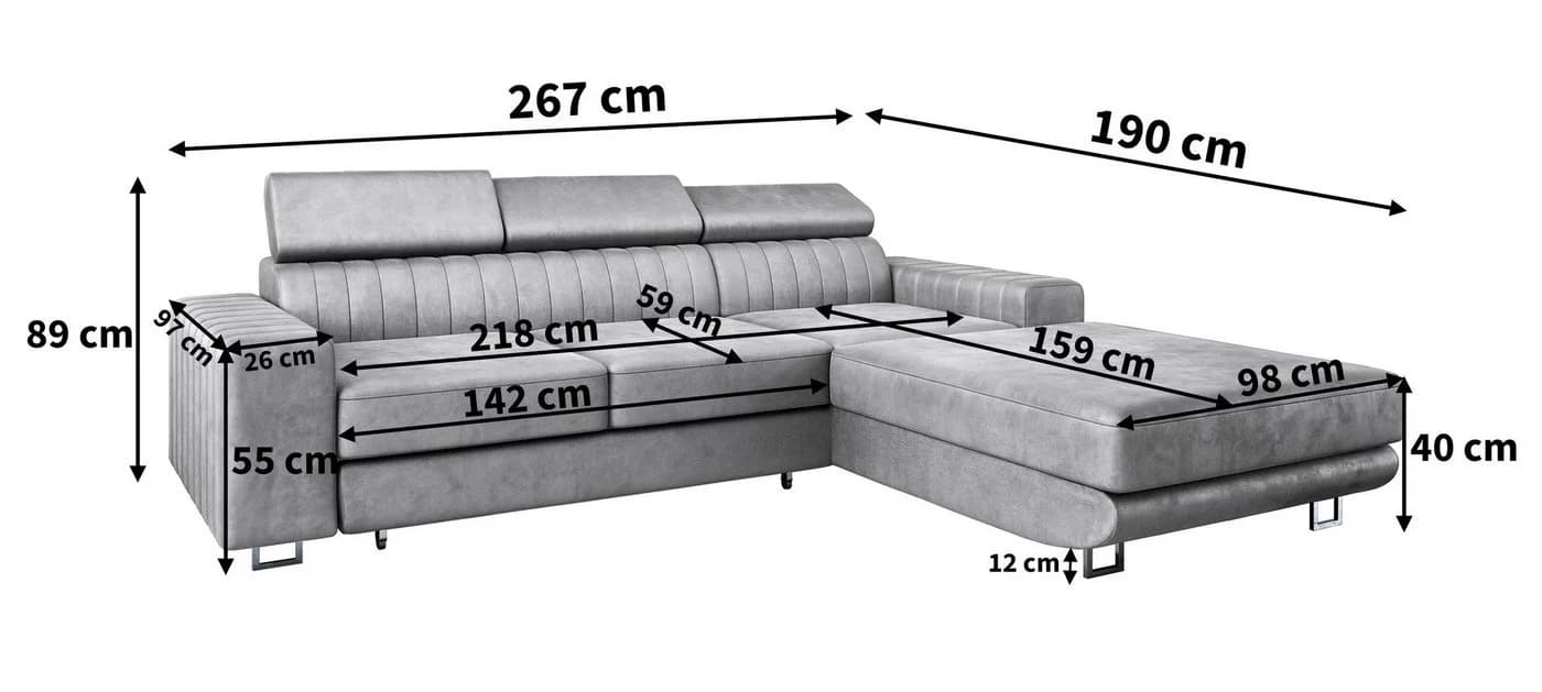 Masseno Ecksofa NOTO L-Form mit Schlaffunktion und Bettkasten Beige - Bild 3