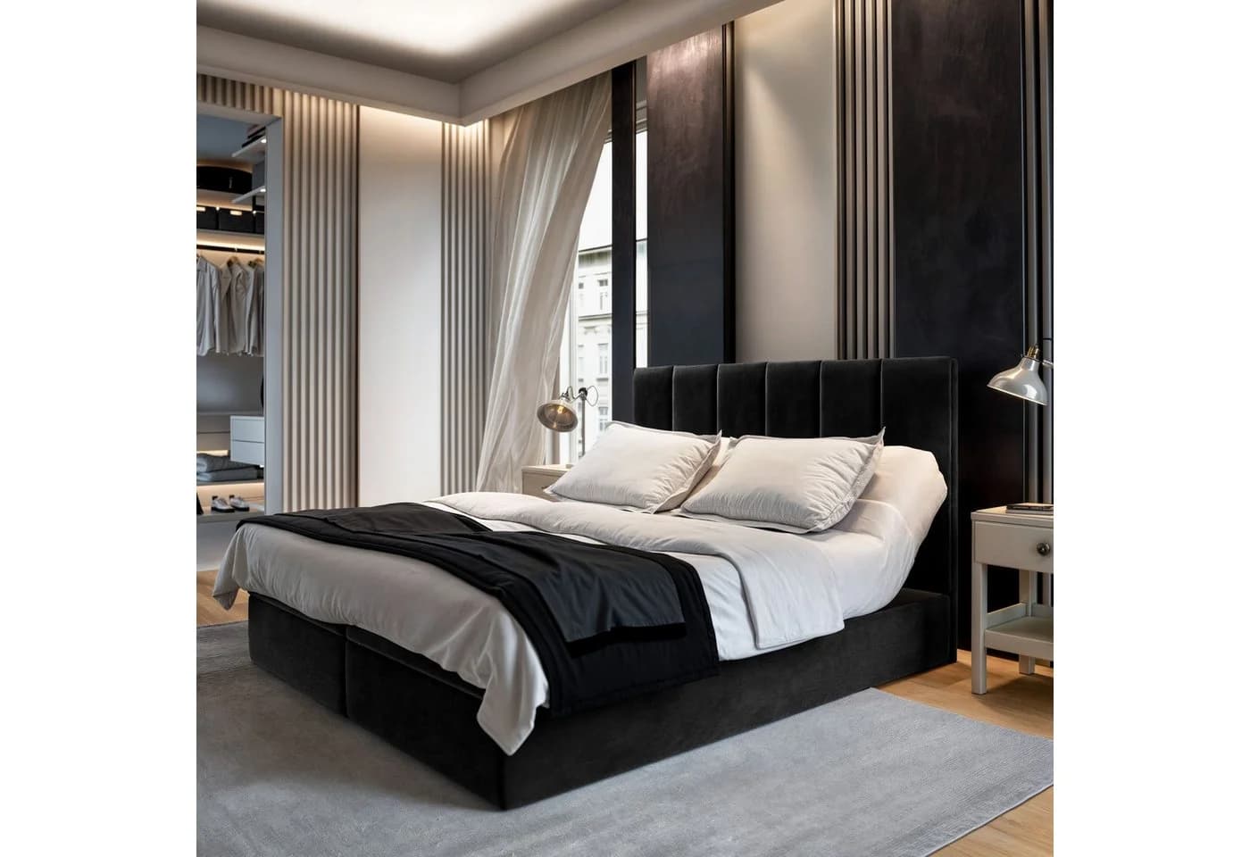Masseno Boxbett BARINO Schwarz mit Bonell-Matratze und Topper - Bild 2