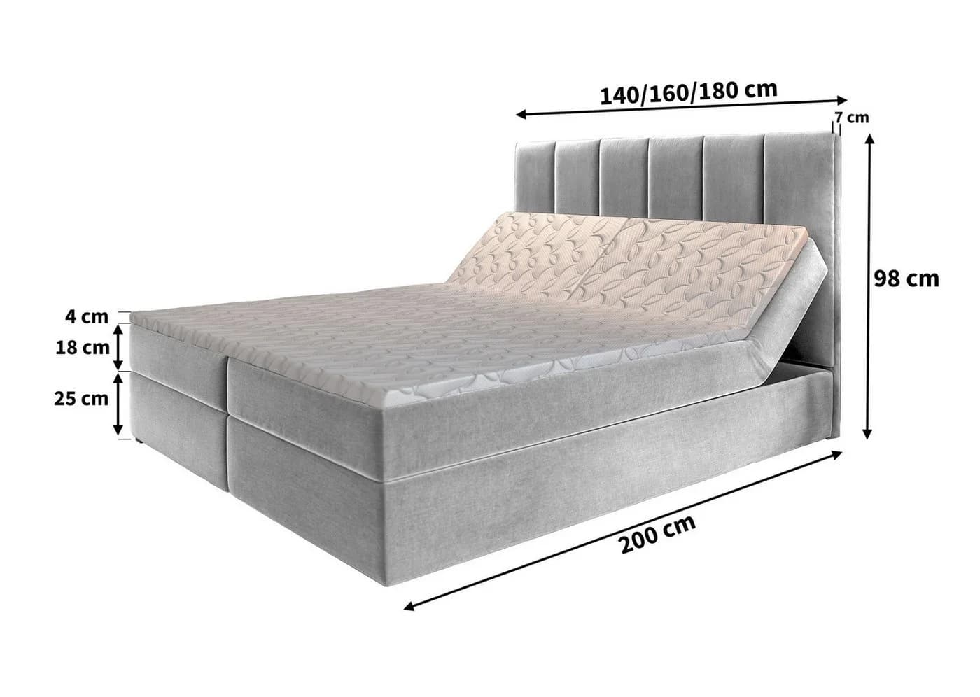 Masseno Boxbett BARINO Schwarz mit Bonell-Matratze und Topper - Bild 3