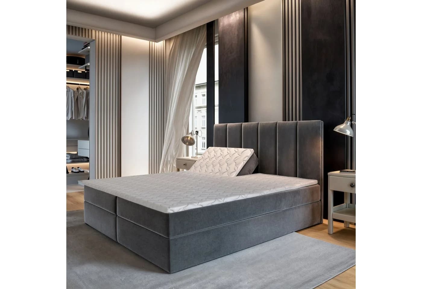 Masseno Boxbett BARINO Schwarz mit Bonell-Matratze und Topper - Bild 4