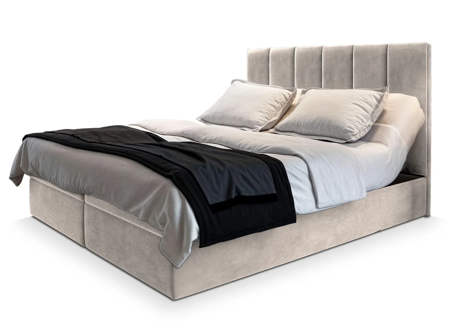 Masseno Boxbett BARINO Beige mit Bonell Matratze und Topper