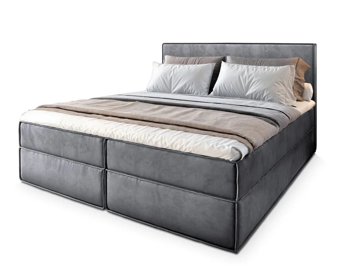 Masseno Boxbett PELLIO mit Bonell Matratze und Topper Grau