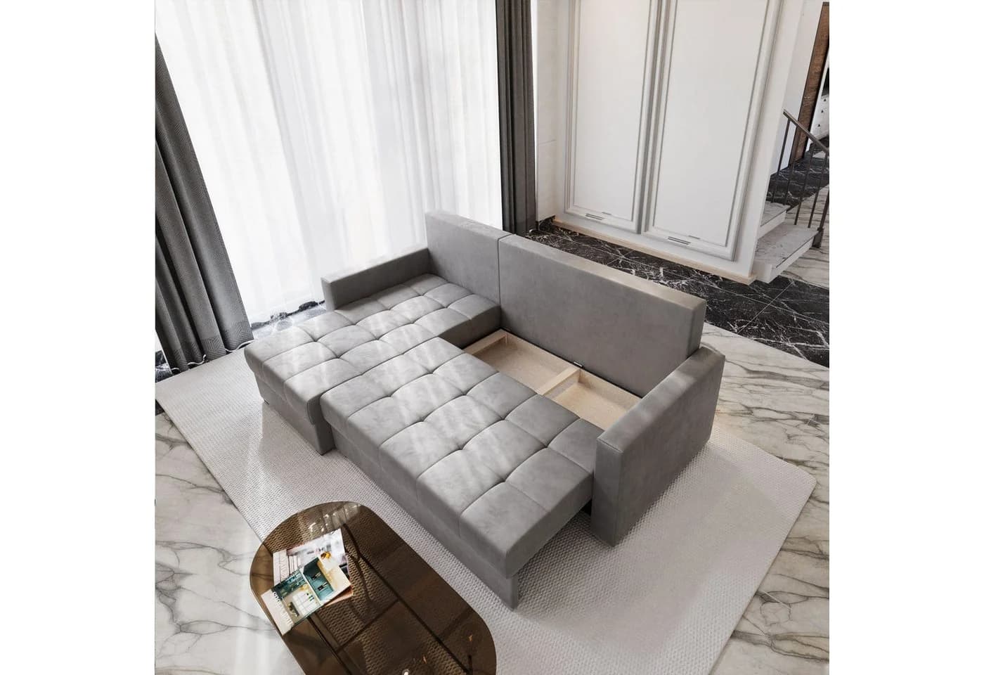 Masseno Ecksofa KOS L-Form mit Schlaffunktion und Bettkasten - Bild 3