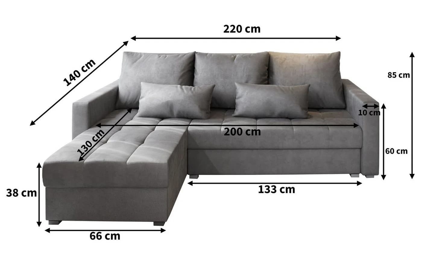 Masseno Ecksofa KOS L-Form mit Schlaffunktion und Bettkasten - Bild 5