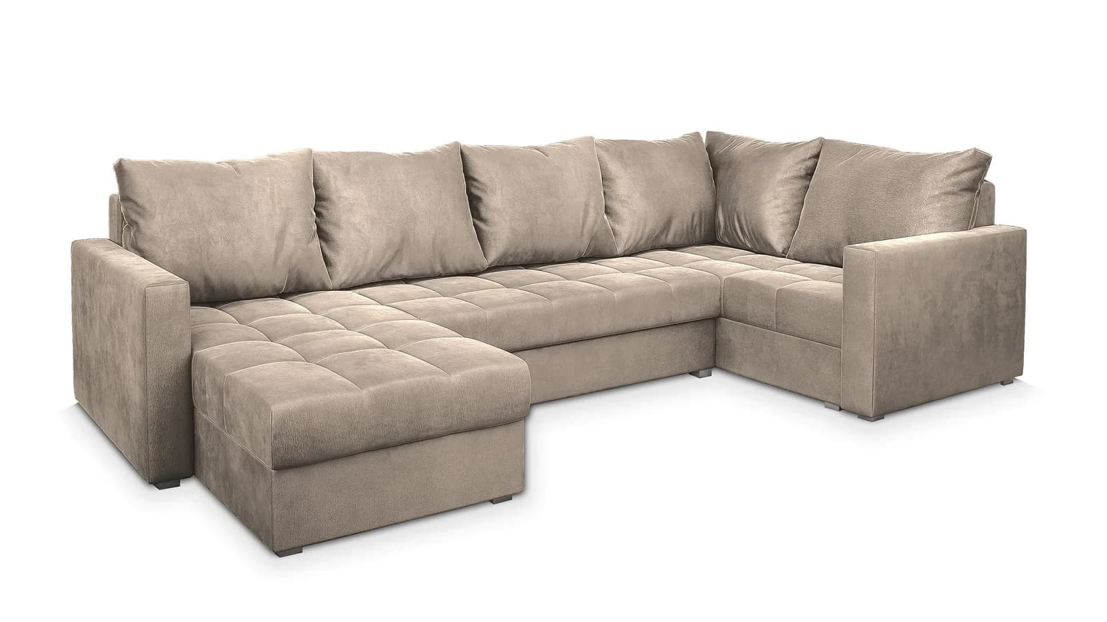 WOHNLANDSCHAFT Lorivo R-S Beige Plüsch mit Schlaffunktion