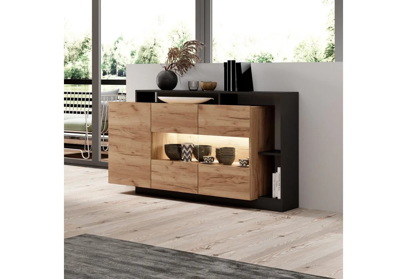 Masseno Kommode ALBINA 155 cm Sideboard Braun
