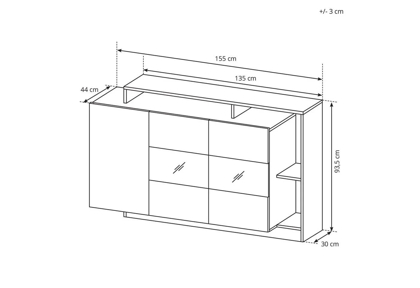 Masseno Kommode ALBINA 155 cm Sideboard Braun - Bild 3