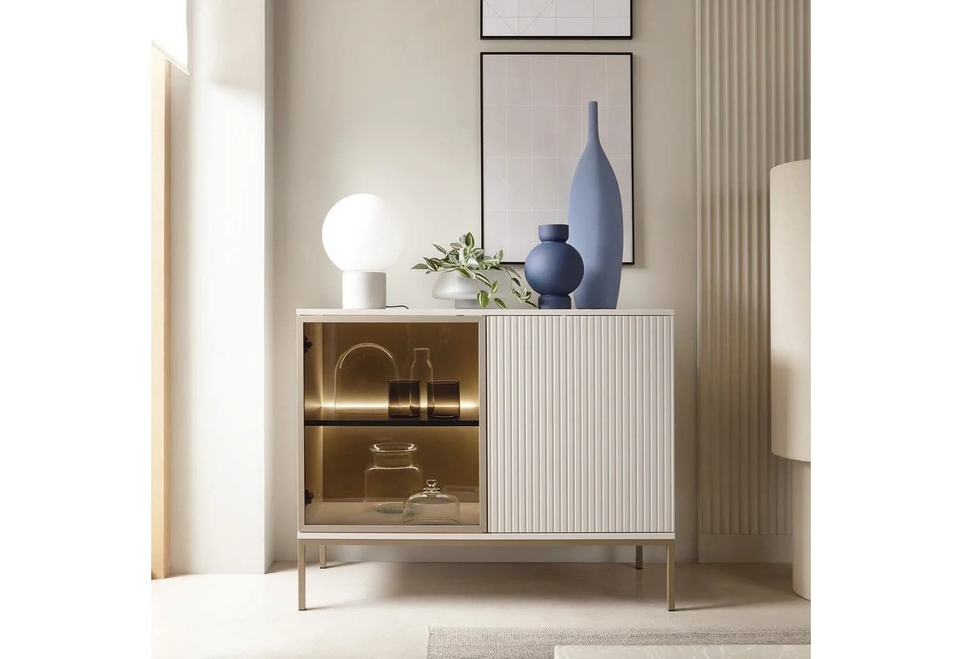 Masseno Kommode SENTIERO 104 cm Sideboard 2 Türen Gelb