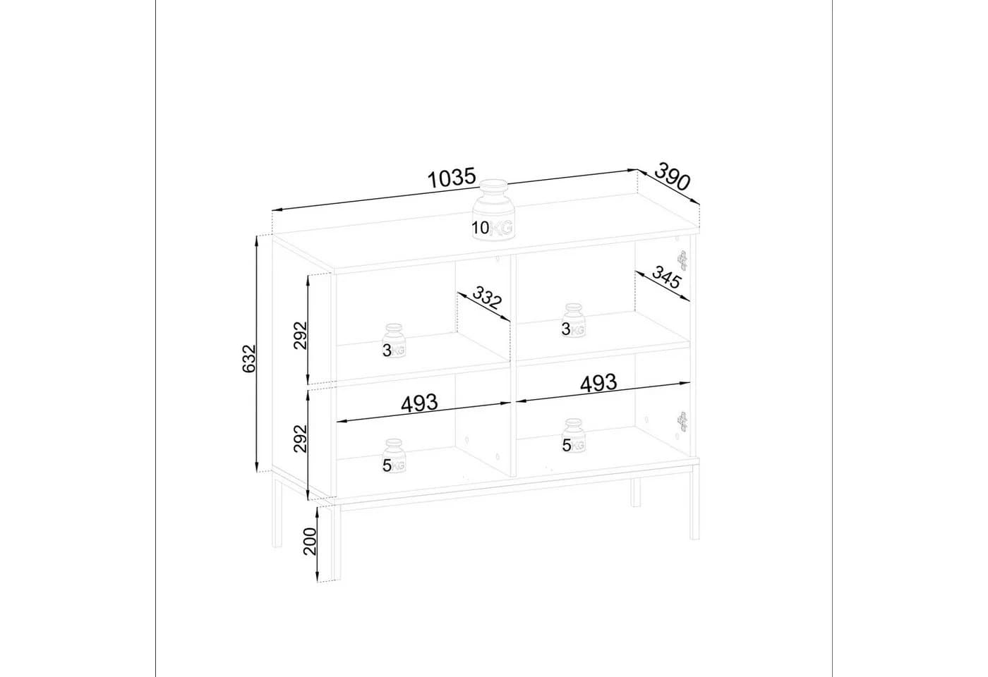 Masseno Kommode SENTIERO 104 cm Sideboard 2 Türen Gelb - Bild 3