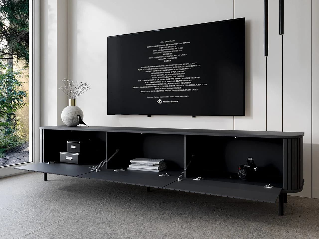 MOEBLINE TV-Schrank ZILLO 215N Schwarz Modernes Lowboard - Bild 5